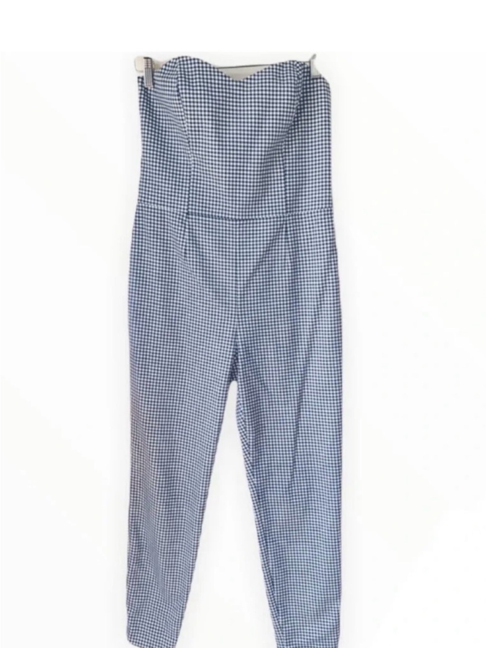 MICHAEL Michael Kors Blue & White Gingham Strapless Jumpsuit
